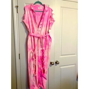 Super cute pink, denim jumpsuit. **BRAND NEW**